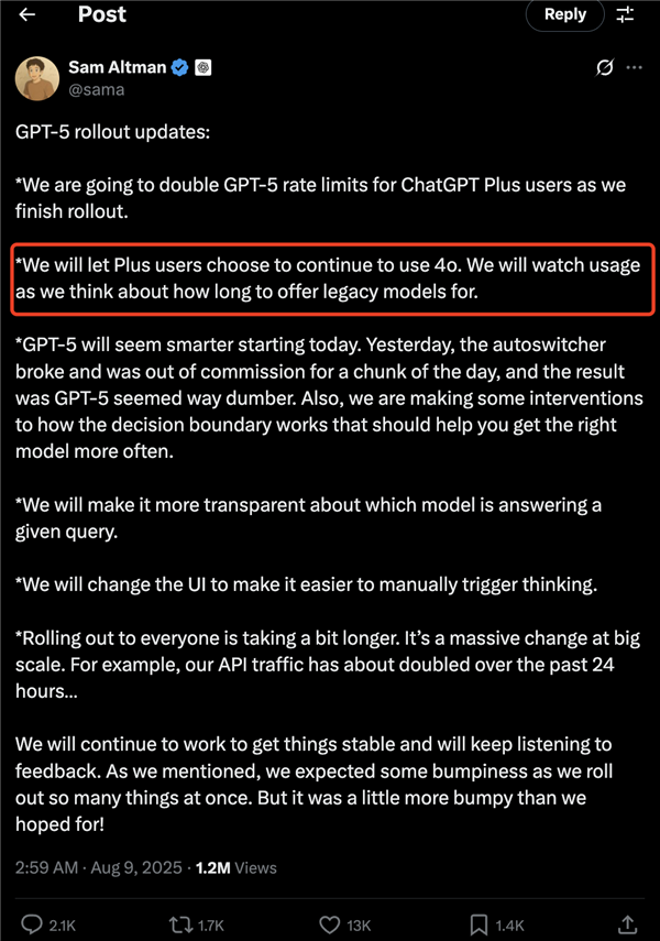 ChatGPT为何退回了4o