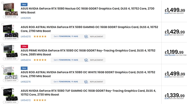 迄今最贵RTX 5080！华硕猫头鹰联名RTX 5080标价超14000元：比MSRP高58%