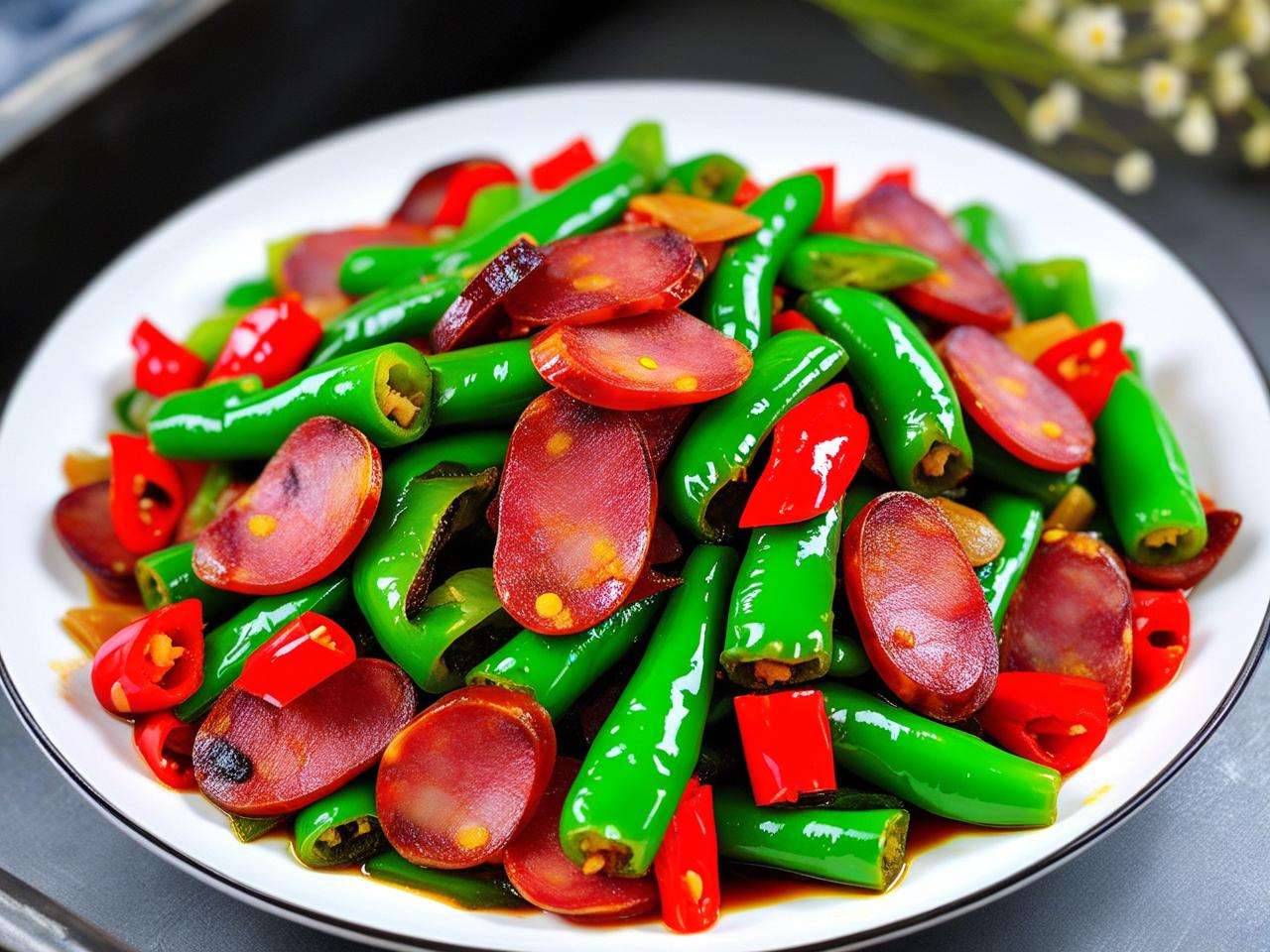 咸香秘诀!咸辣椒搭配腊肠这样炒,好吃到光盘