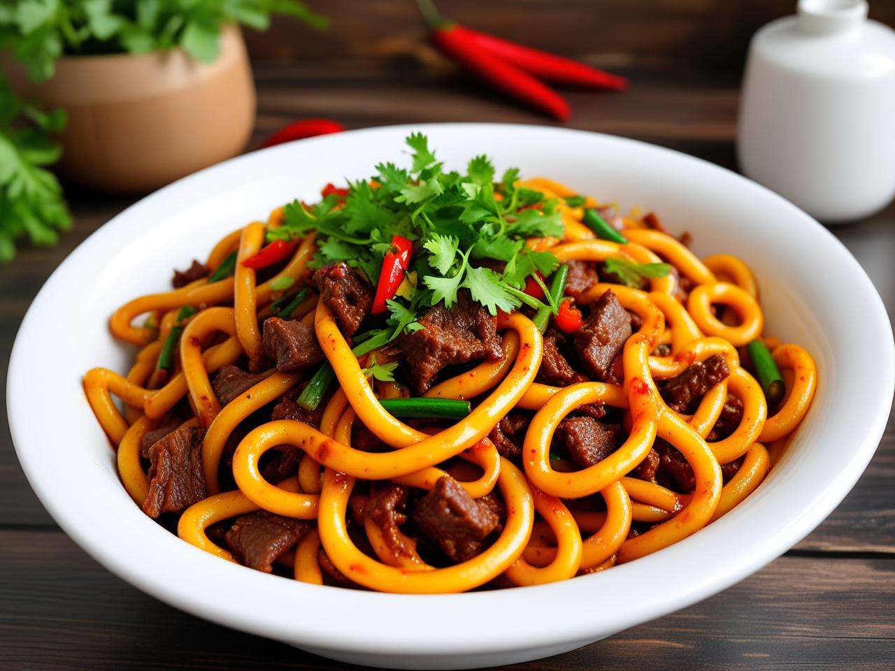 袋装牛肉炒拉条的详细制作方法