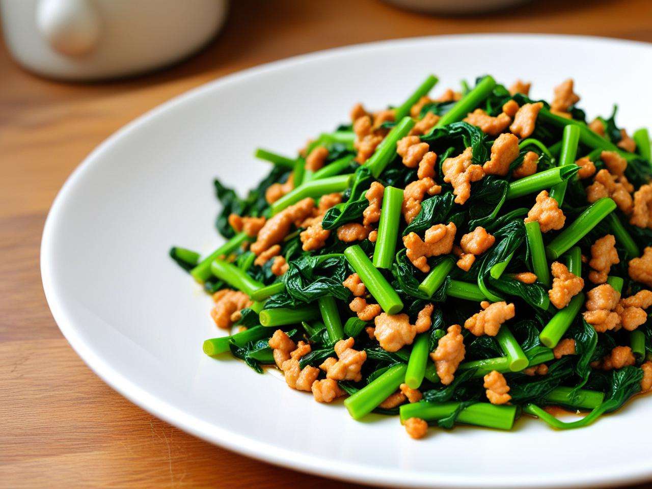 苋菜菜炒肉末的详细炒制方法