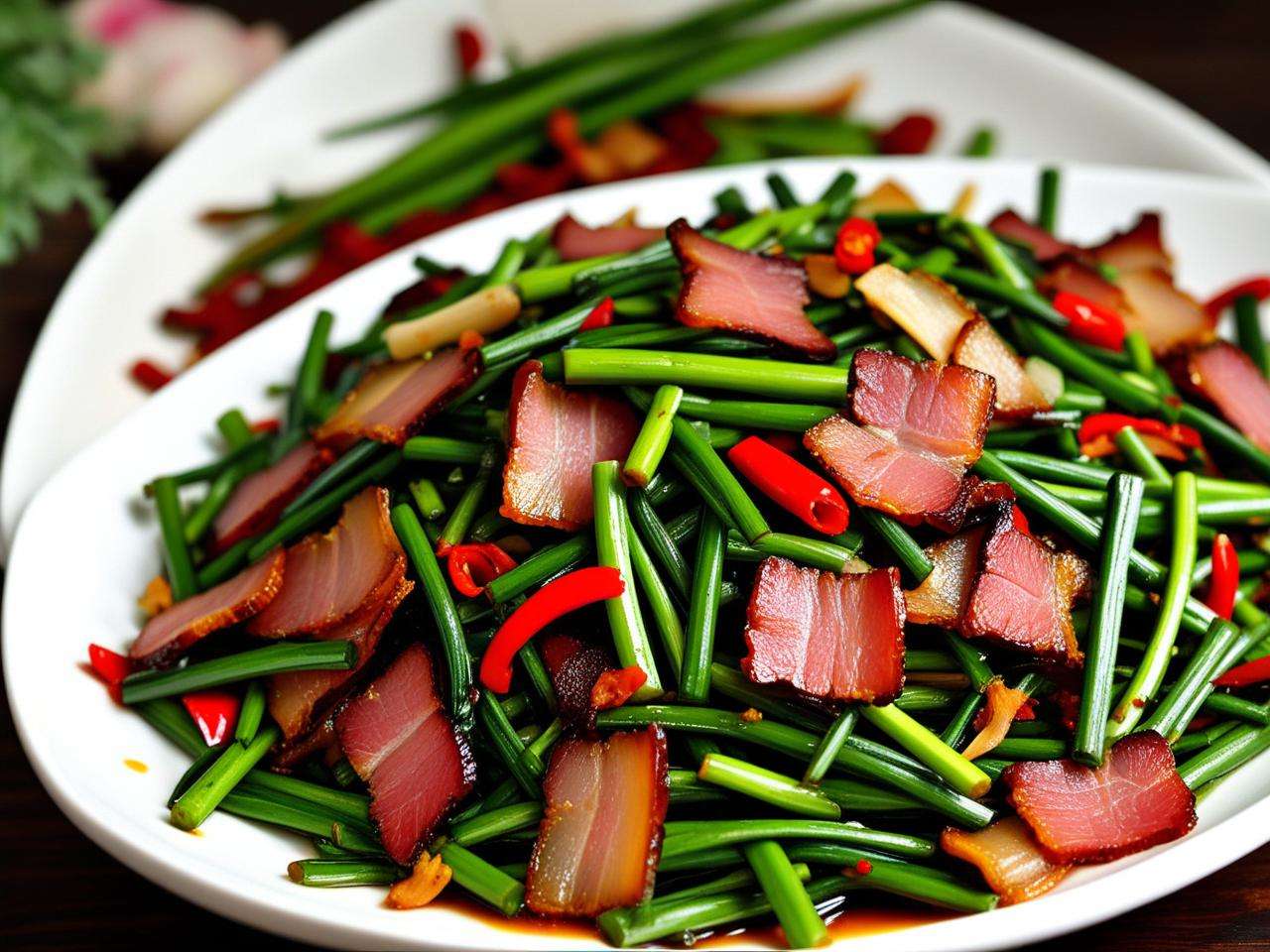 腊肉韭菜炒蕨菜的美味烹饪方法