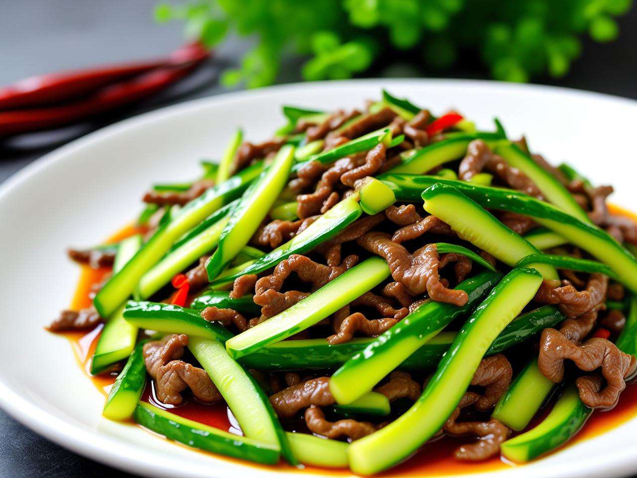 黄瓜炒牛肉丝的烹饪秘籍,教你做出美味可口的佳肴