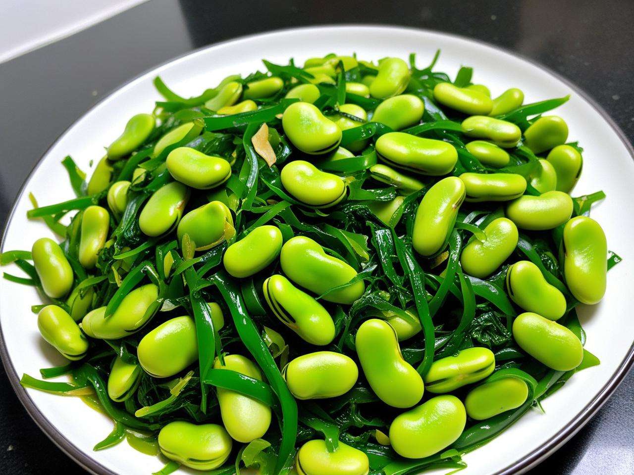 海菜炒蚕豆的独特做法窍门,让这道菜鲜香升级!