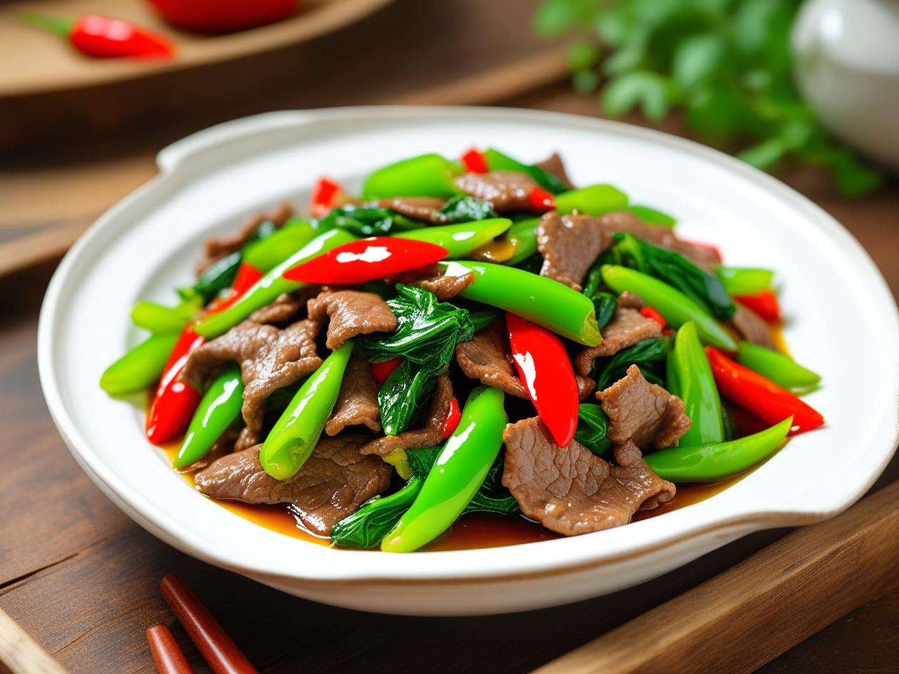 青菜尖椒炒牛肉做法,鲜香美味,轻松搞定家常好菜