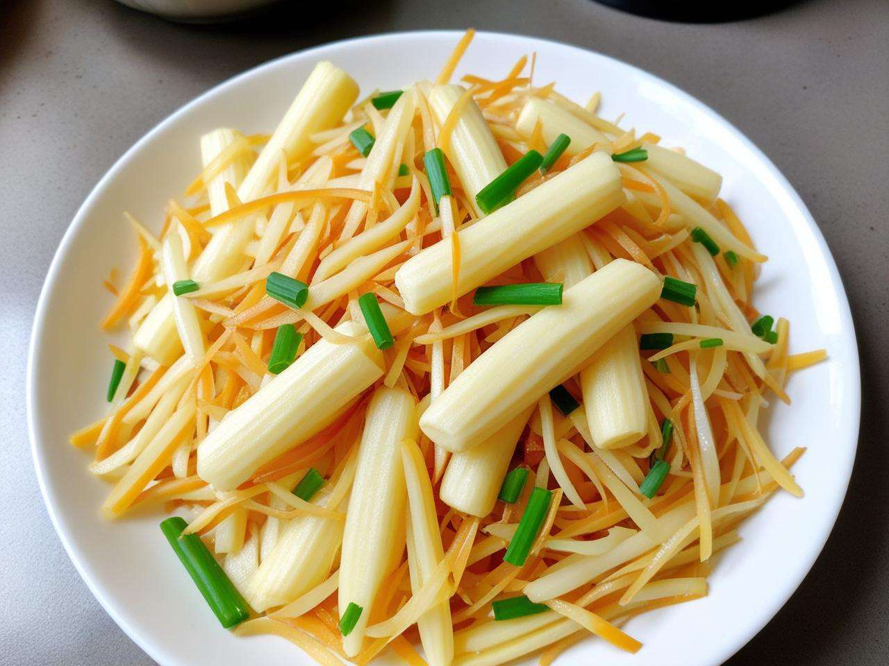 小花卷搭配土豆丝的绝妙做法，简单美味一学就会