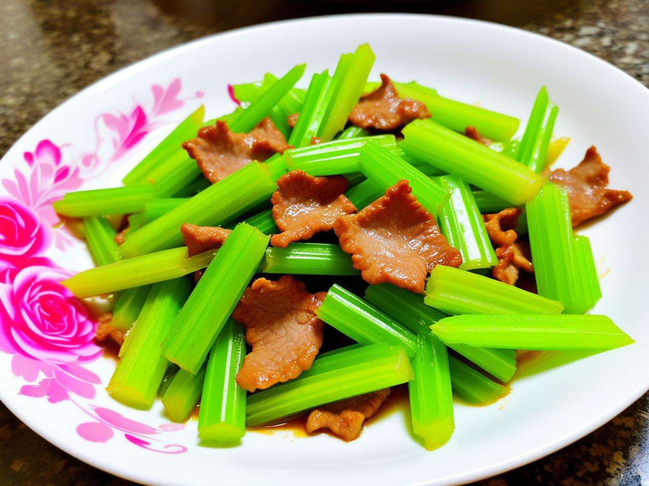 鲜嫩多汁!西芹段炒肉片简单做法成就餐桌上的美味佳肴