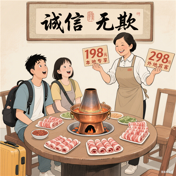 本地人198元外地人298元 一火锅店现“阴阳菜单” 官方通报：罚款10万