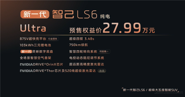 纯电能跑450公里的增混SUV 全新智己LS6预售：20.99万起