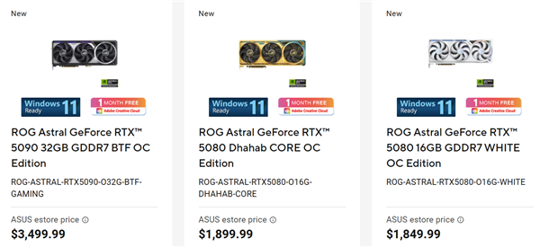 近1.4万元溢价90％！华硕RTX 5080黄金版开卖 但没有金子