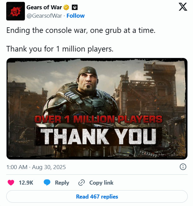 《战争机器：重装上阵》发售三天 玩家人数突破100万