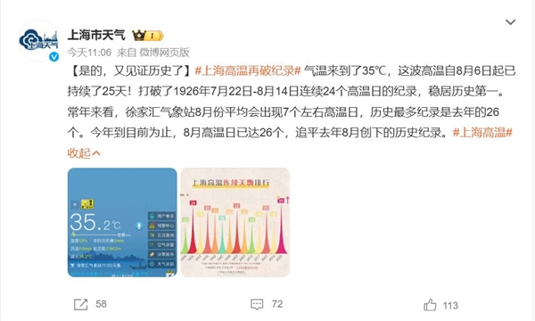 上海高温破百年纪录：见证历史
