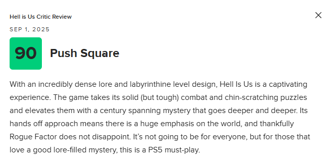 均分79！虚幻五类魂游戏《地狱即我们》媒体均分解禁