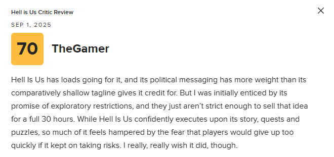 均分79！虚幻五类魂游戏《地狱即我们》媒体均分解禁