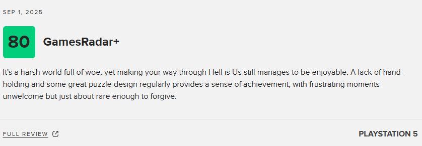 均分79！虚幻五类魂游戏《地狱即我们》媒体均分解禁