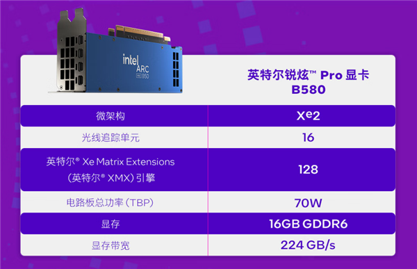 Intel锐炫Pro B50显卡国内上市：2999元！16GB大显存