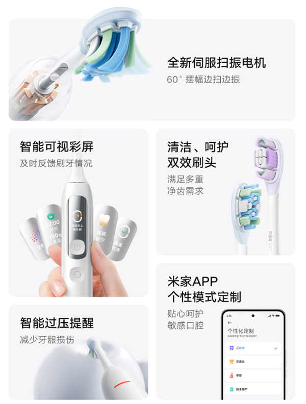 自带LCD彩屏！小米发布米家伺服扫振电动牙刷Pro：众筹269元
